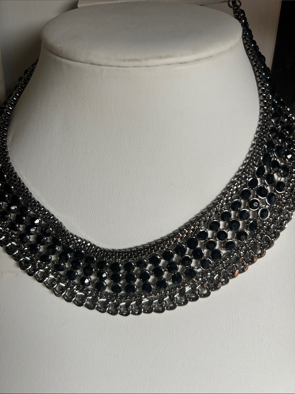 Statement Gunmetal Crystal Collar Necklace - Women Jewelry